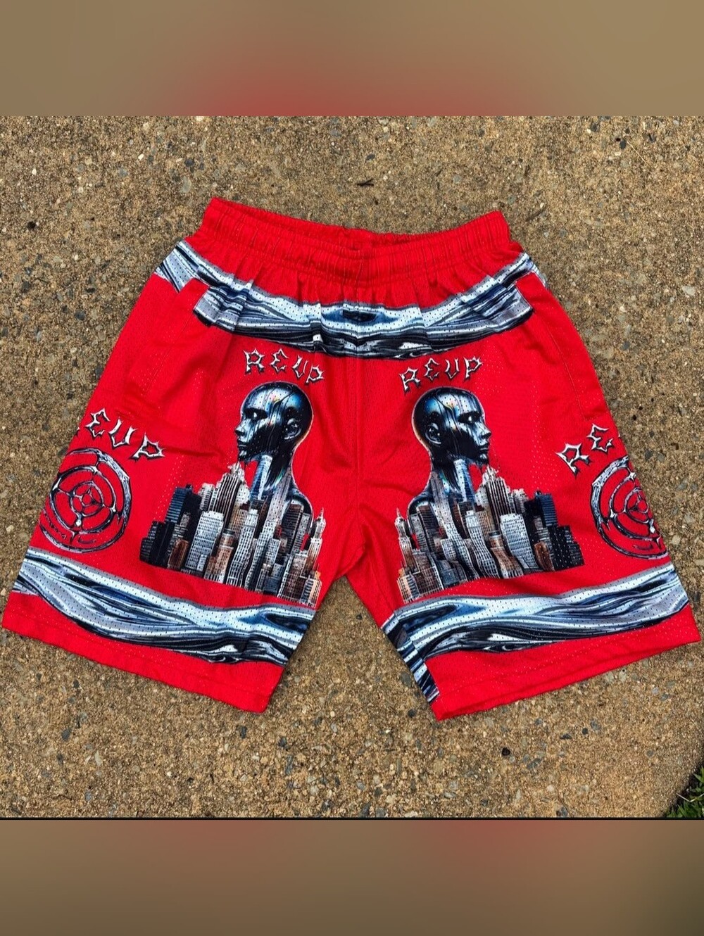 Black Men’s Athletic Shorts with Vibrant Multicolor Graphic